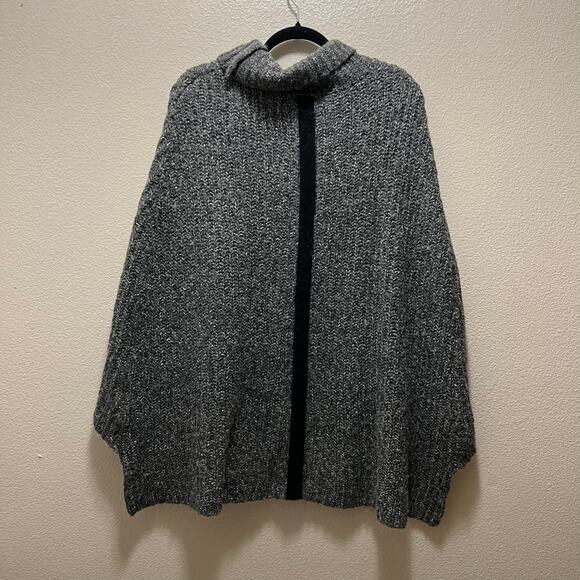 Something Else By Natalie Wood Gray Knit Turtleneck Shawl Pullover Sweater Sz L - Picture 3 of 9
